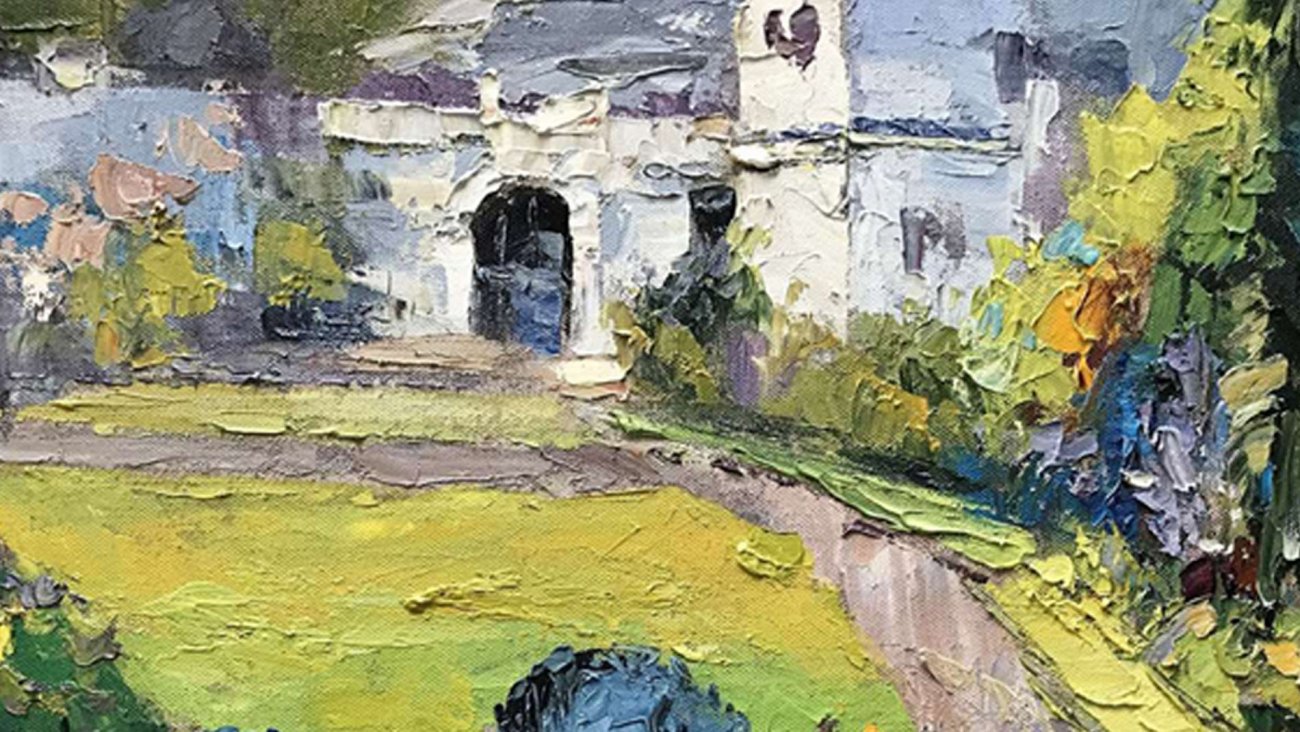 Картина на холсте 100х100 см "Усадьба" EVENHOME КАРТИНЫ МАСЛОМ 129900 Бежевый;голубой;зеленый  - Вид №3