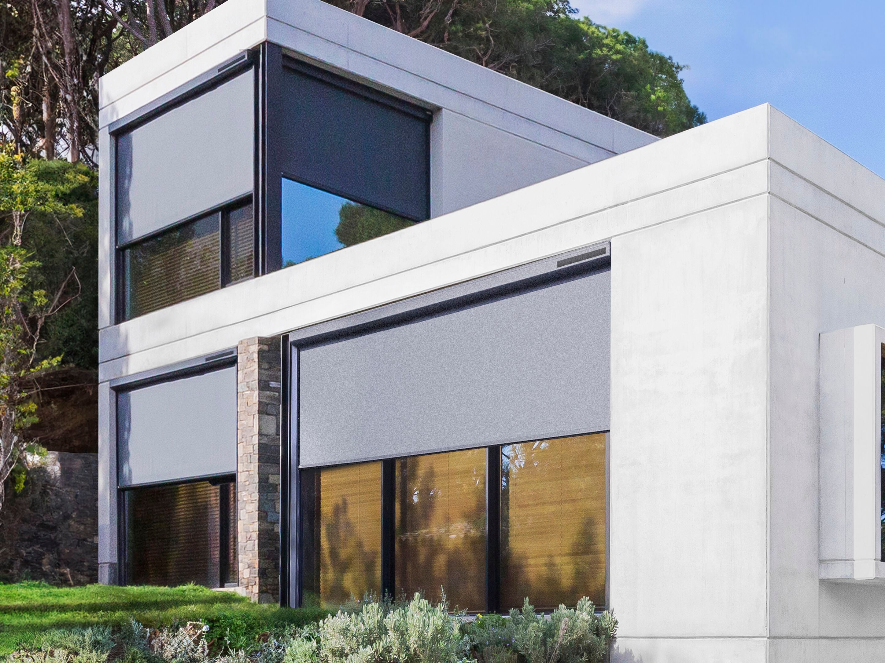 Рулонная занавеска из ткани с боковыми направляющими Bandalux Z-BOX SOLAR ARCH-00058462