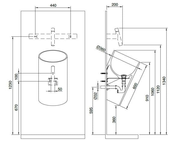 Круглый подвесной умывальник из Cristalplant® Rubinetterie Treemme блок ARCH-00031361 - Вид №2