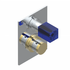 U6K-5500BE Ручка регулировки и маховик 2-канального переключателя для термостатического смесителя арт. 5500AE Thg-paris Beyond crystal с синим хрусталём Хром/золото