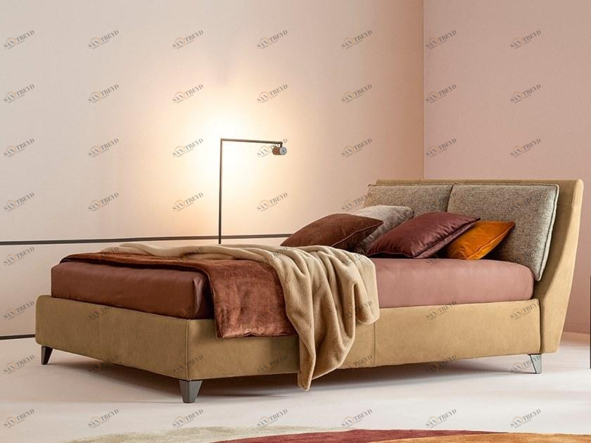 Twils Двуспальная кровать из кожи с обитым изголовьем Attico sun-id-1449969