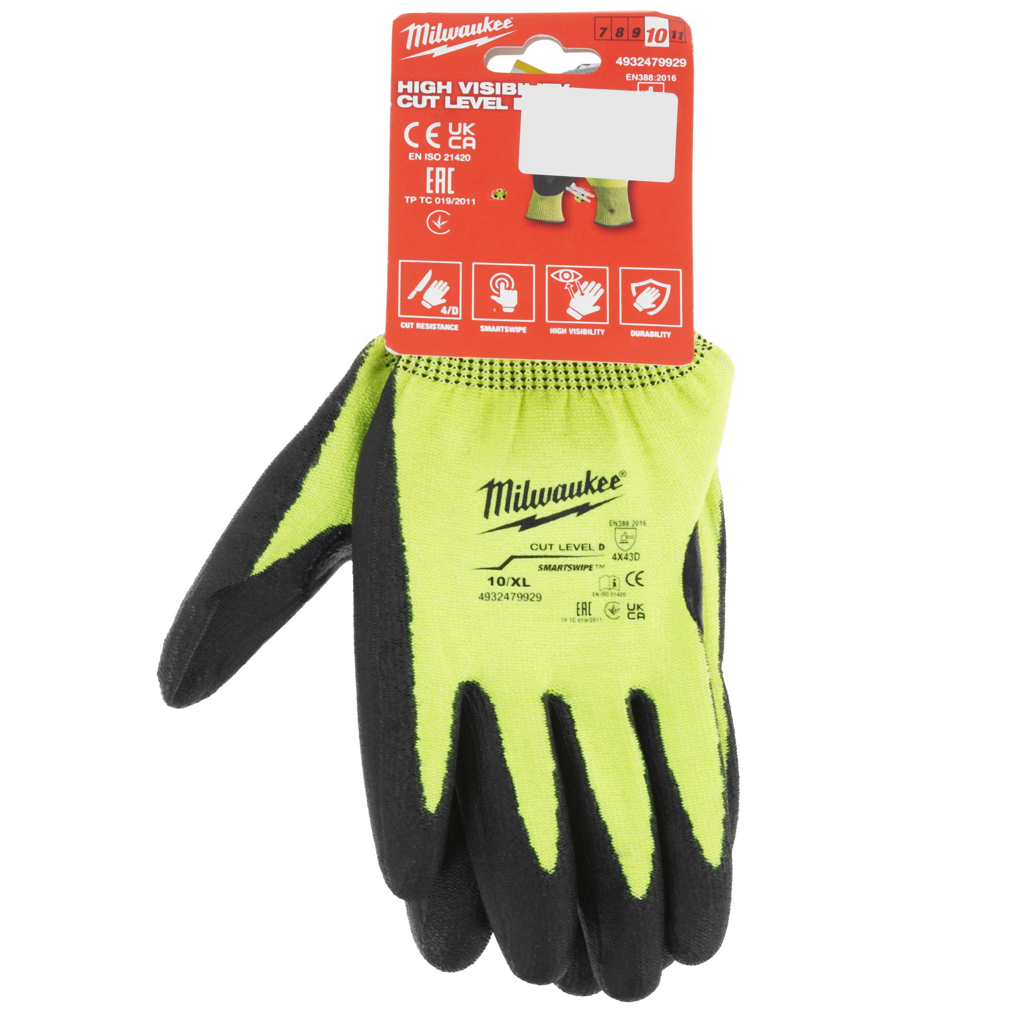 Перчатки трикотажные Milwaukee Hi-Vis Cut level 4/D 10/XL 5478068 STDN-0040149 - Вид №4