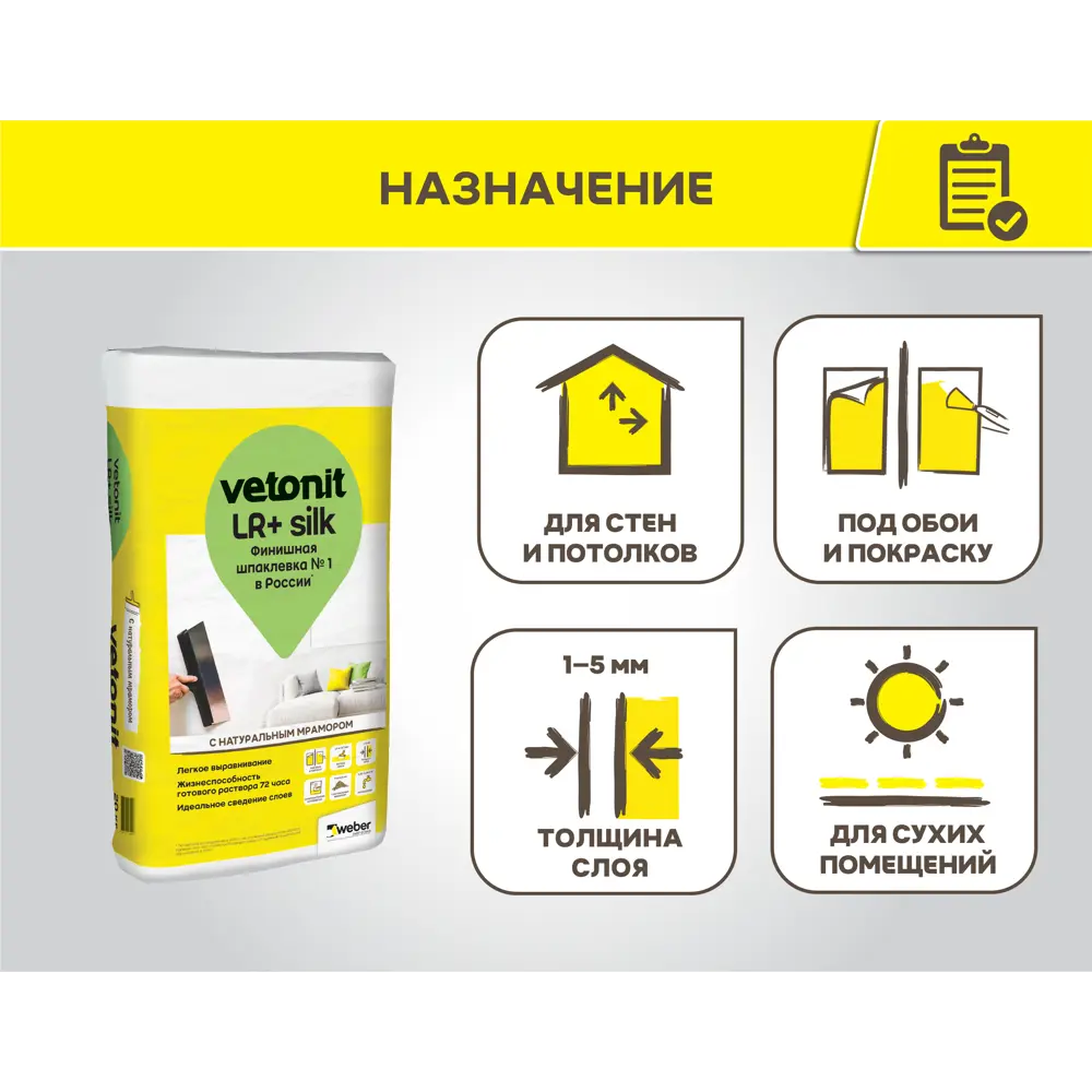 Шпаклёвка полимерная финишная Vetonit LR+ silk 20 кг STLM-2083746 - Вид №2