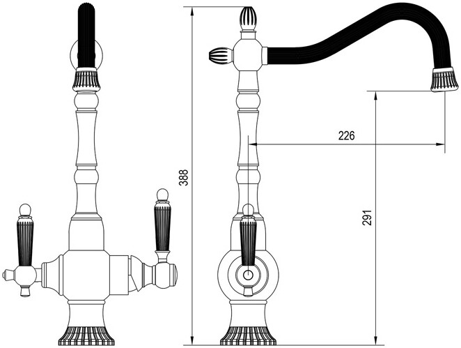 Смеситель ZorG Sanitary ZR 351 YF BR для кухонной мойки, бронза - Вид №1