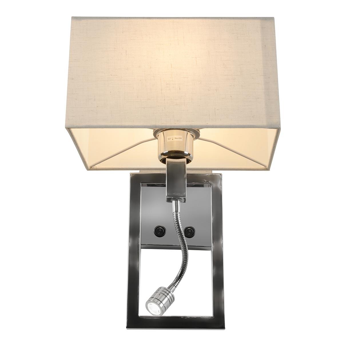 Бра с абажуром и лампой для чтения белое Play BJ002 CR ILAMP PLAY 00-3949127 Белый;хром - Вид №2