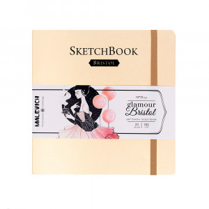 401225 Скетчбук для графики и маркеров Bristol Glamour 180 г/м2 19 х 19 см мягкий переплет 20 л. кремовый Малевичъ