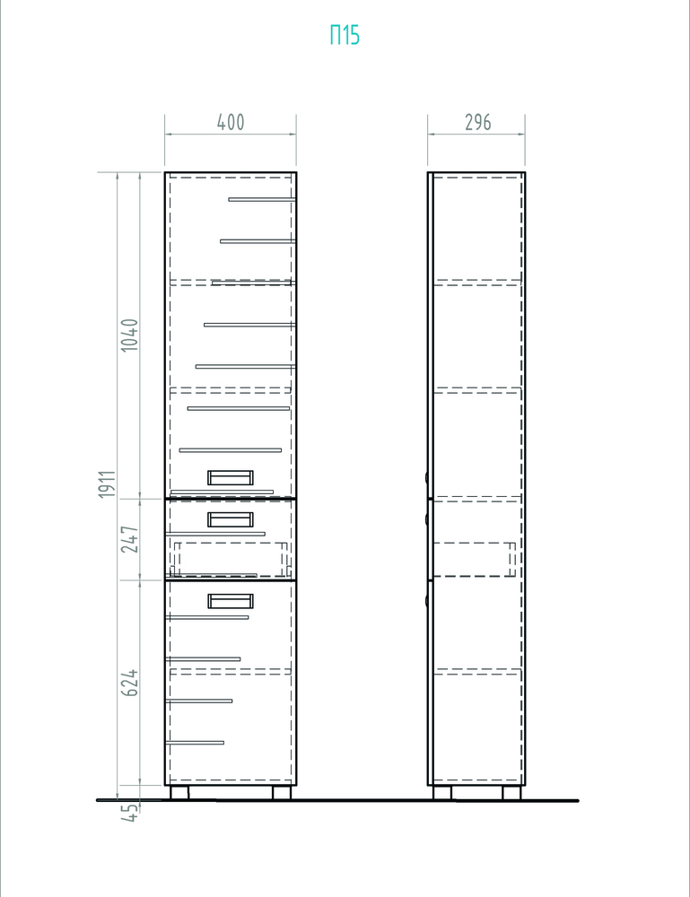 Пенал Diana400⨉300⨉1870 мм белый Santreyd sun-id-664558 - Вид №2