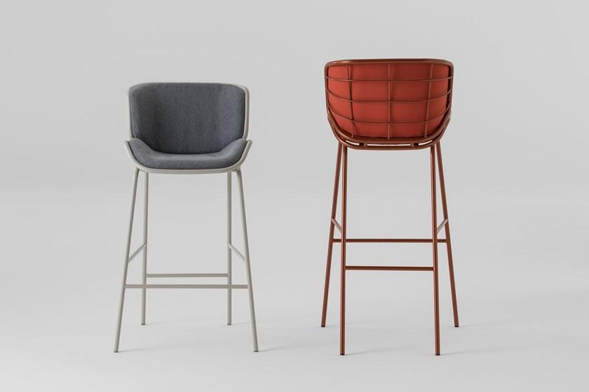 TrabA' Табурет металлический со спинкой и подставкой для ног Skin 0083-met skin stool - Вид №3