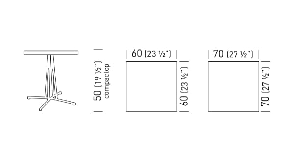 Квадратный стальной стол со спицами GABER BRISTOL SQUARE ARCH-00066519 - Вид №2