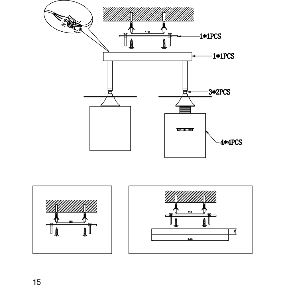 Потолочная люстра Escada Grey с тканевыми плафонами, 4 лампы 89195517 STLM-0079718 - Вид №11