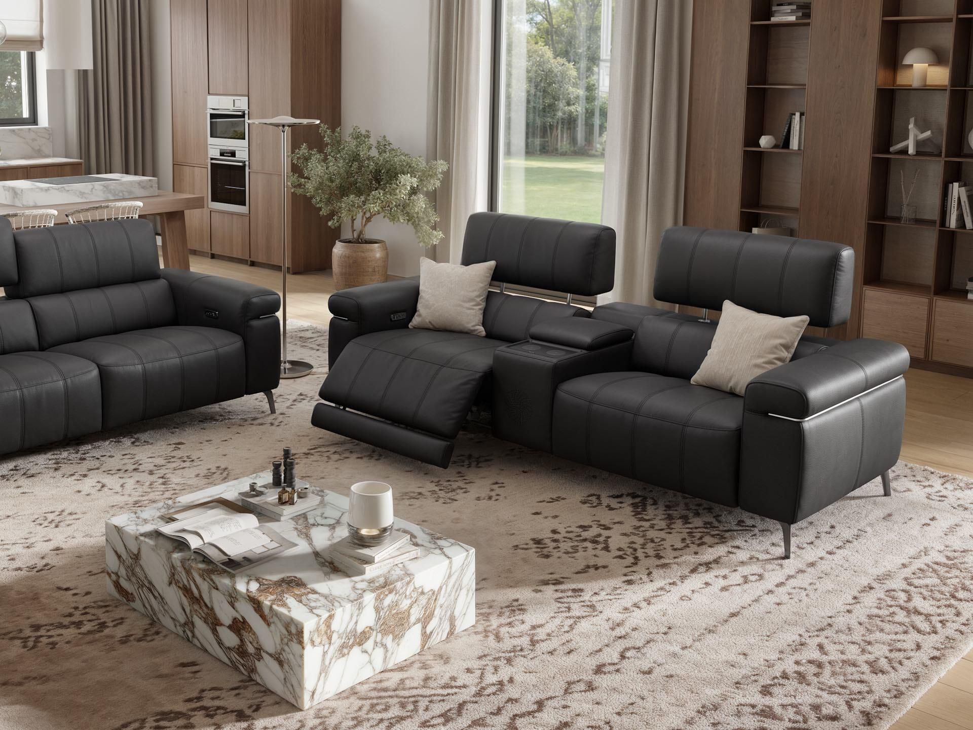 2 местный домашний кинотеатр кожаный диван Sofanella Soleto ARCH-00132022 - Вид №4