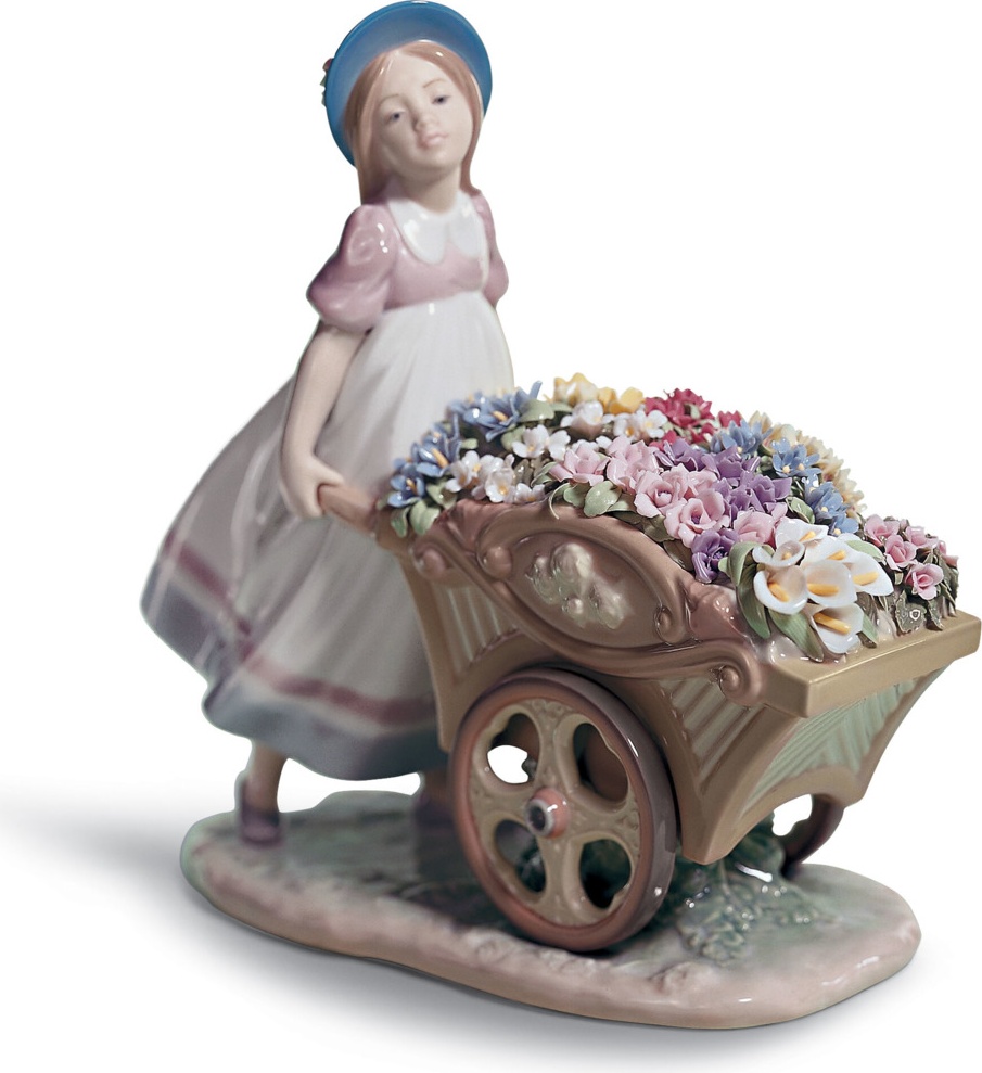 10668987 LLADRO Фигурка Lladro "С цветами на рынок" 23x23см Фарфор Lladró 