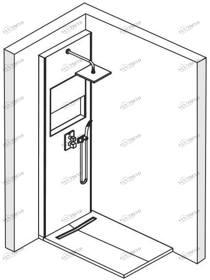 E803001-D39 Готовый к угловой установке сет для душевого пространства c подсветкой Jacobdelafon ECRIN Santreyd