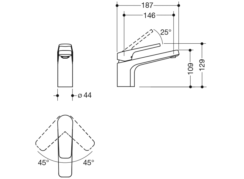 AQ1.12M10960 Однорычажный смеситель для раковины HEWI System-Armaturen  - Вид №2