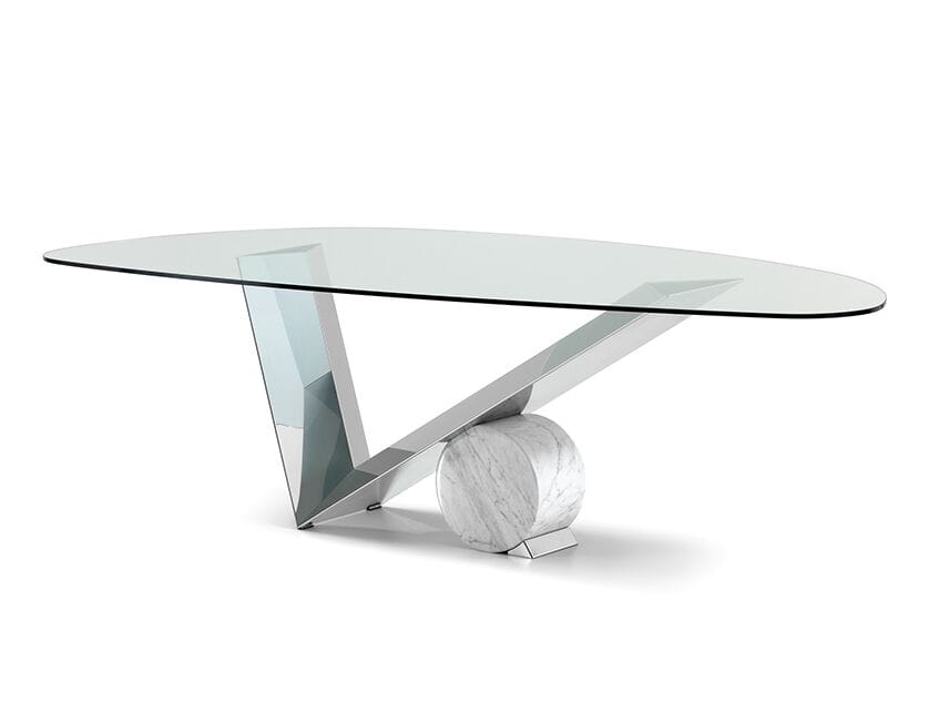 Овальный стол из нержавеющей стали и хрусталя Cattelan italia Valentino ARCH-00067325