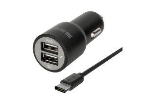 19003362 Автомобильное ЗУ RT:2USB+TypeC USB 2А+2А +Quick Charge 5/9/12V черное 49407 Interstep