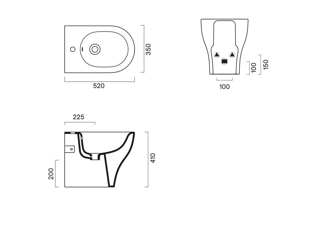 Биде провода стены до пола с переливом CERAMICA CATALANO сфера ARCH-00068963 - Вид №2