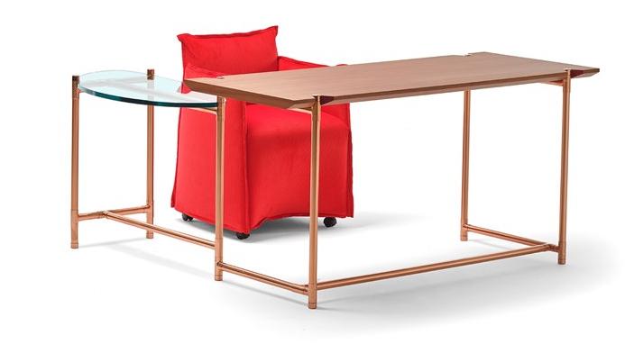 EPÒNIMO Угловой стол из меди, дуба и стекла Big sur Bs002  - Вид №3