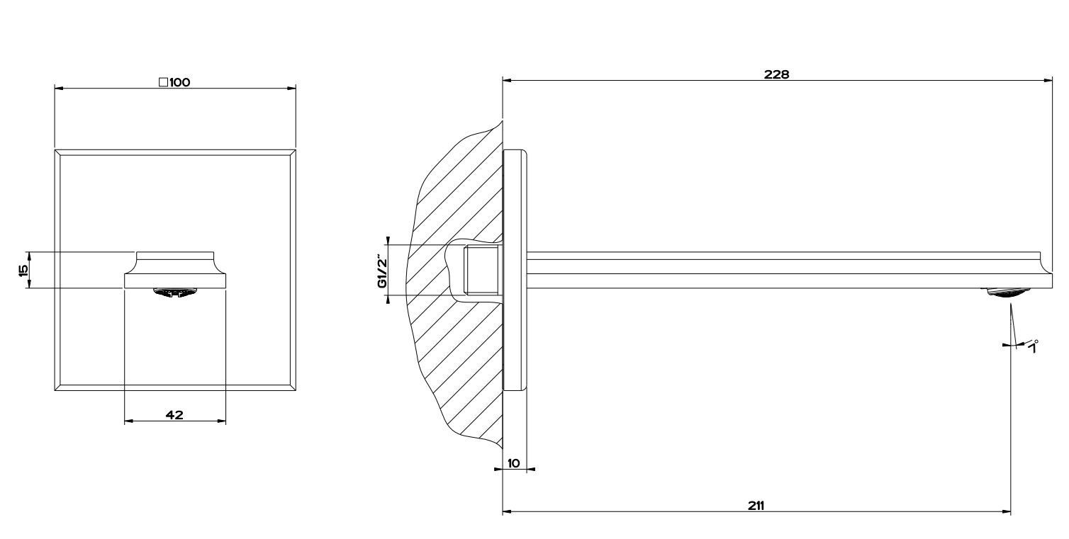 Настенный металлический дозирующий носик для умывальника Gessi элегантность ARCH-00000941 - Вид №1