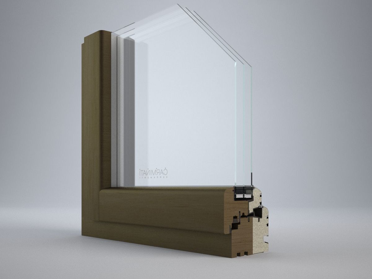 Алюминиевая и деревянная распашная оконная дверь с тройным остеклением Carminati пассивный 120 ARCH-00057640 - Вид №3