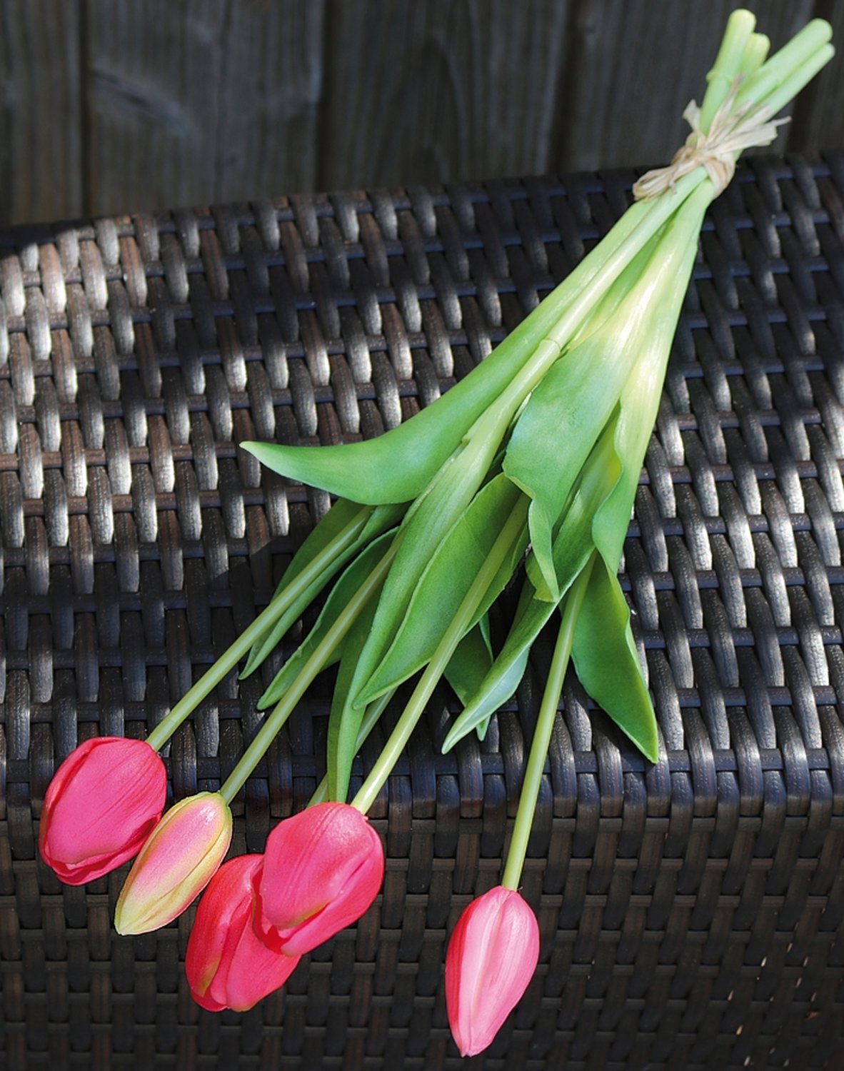 2944 515 a3 Букет искусственных тюльпанов, френч, смешанный, 5-кратный, 47 см, real touch, розовый H-andreas 