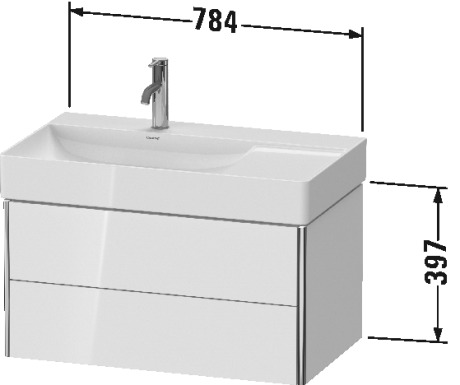 XS416809292 XSquare Тумбочка подвесная Каменно-серый шелковисто-матовый лак Duravit - Вид №1