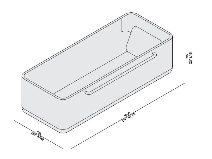 Мраморная прямоугольная ванна в центре комнаты LUCE DI CARRARA Monolithos ARCH-00070047 - Вид №3