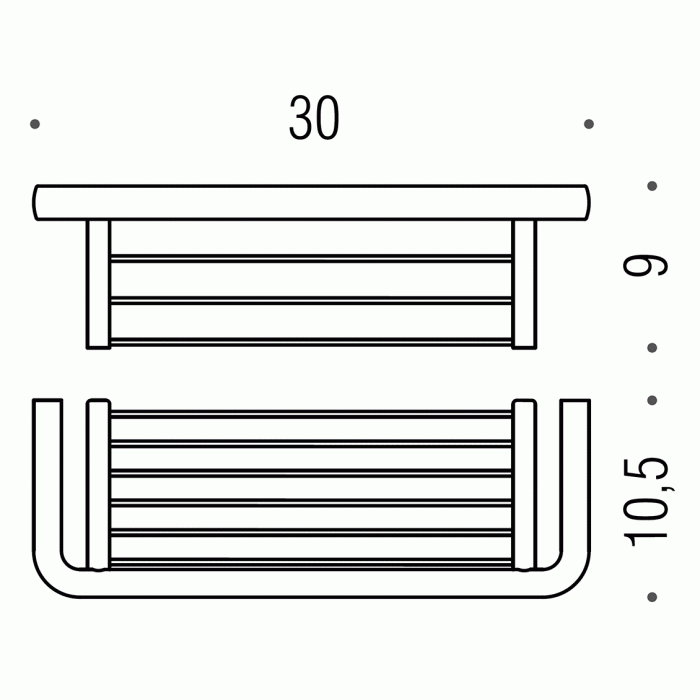 B6232 Полочка металлическая 30 см (хром) COLOMBO LULU Colombo Design - Вид №1