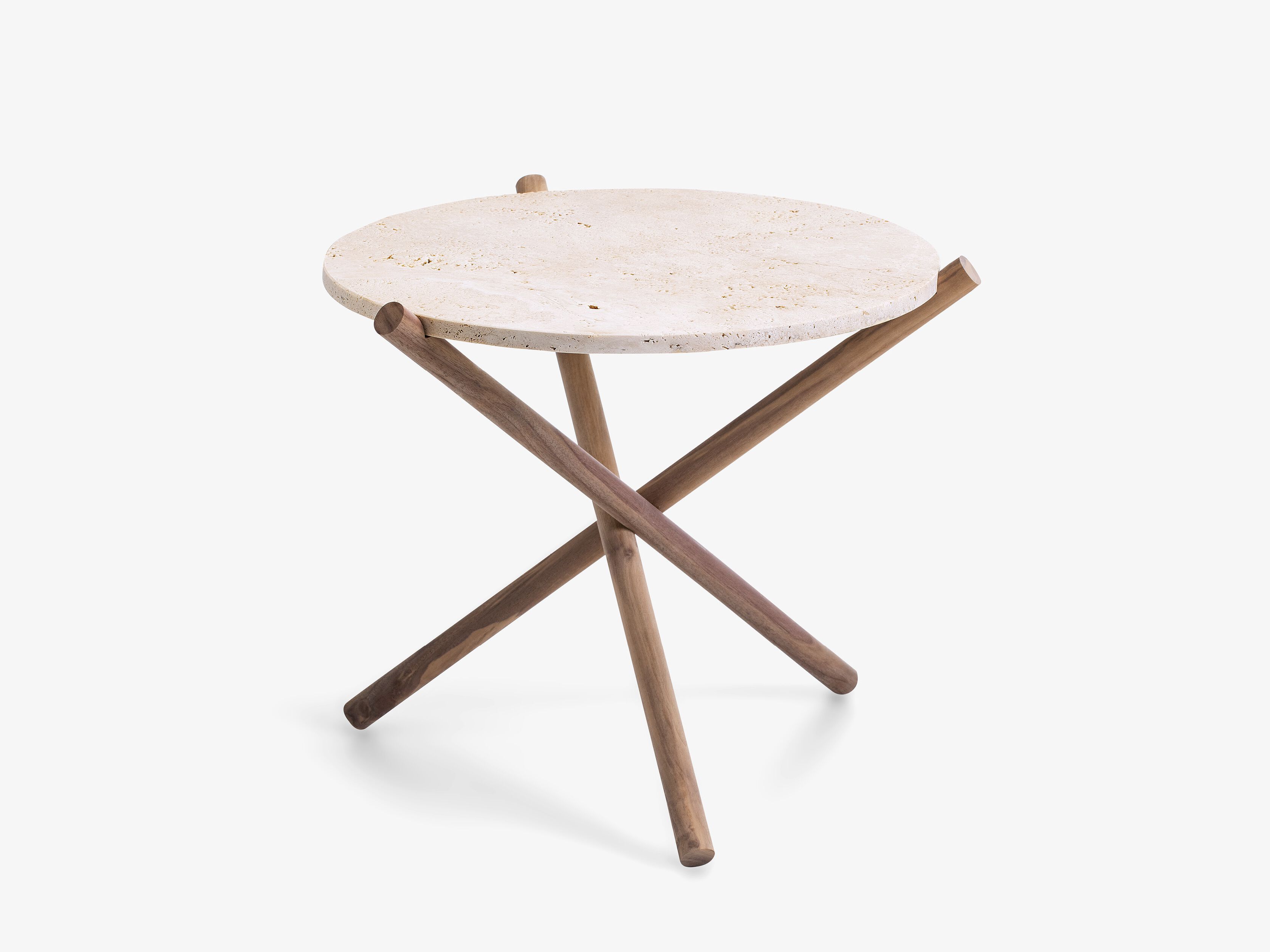 Травертин круглый садовый столик VELTHA® Naturam ARCH-00130378