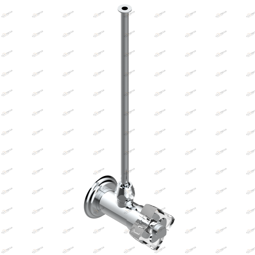 U6A-181/S Кран запорный 1/2" стильный регулируемый с 30 cм трубкой Thg-paris Pétale de Cristal, прозрачный хрусталь Хром U6A-181/S CAT.A