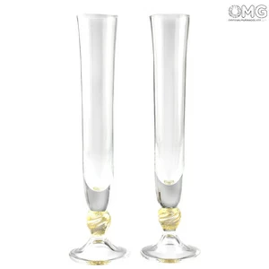 925 ORIGINALMURANOGLASS 2 бокала-флюте цвета шампанского Flute Champagne - муранское стекло OMG 6 см