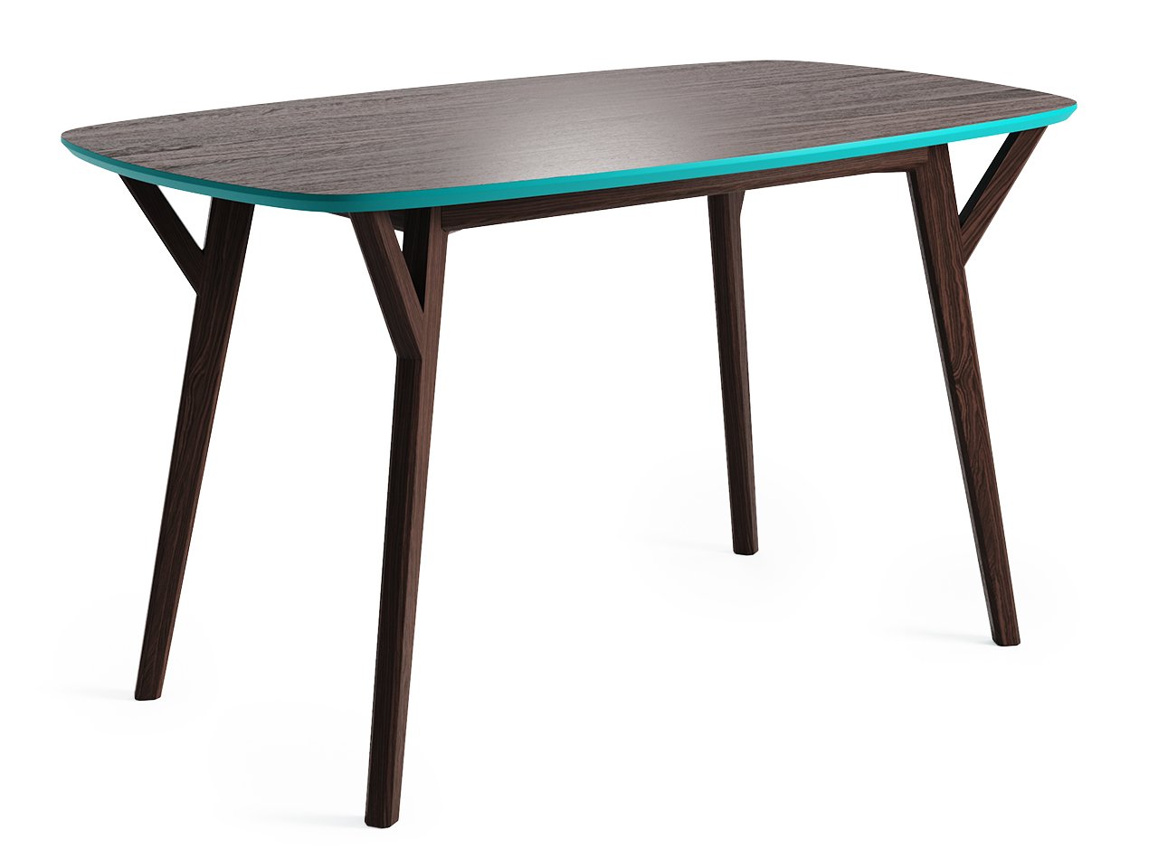 Обеденный стол прямоугольный темный дуб, бирюзовый 140 см Proso THE IDEA  210033 Коричневый  - Вид №1