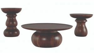 Roche Bobois Круглый журнальный столик из акации Globe trotter