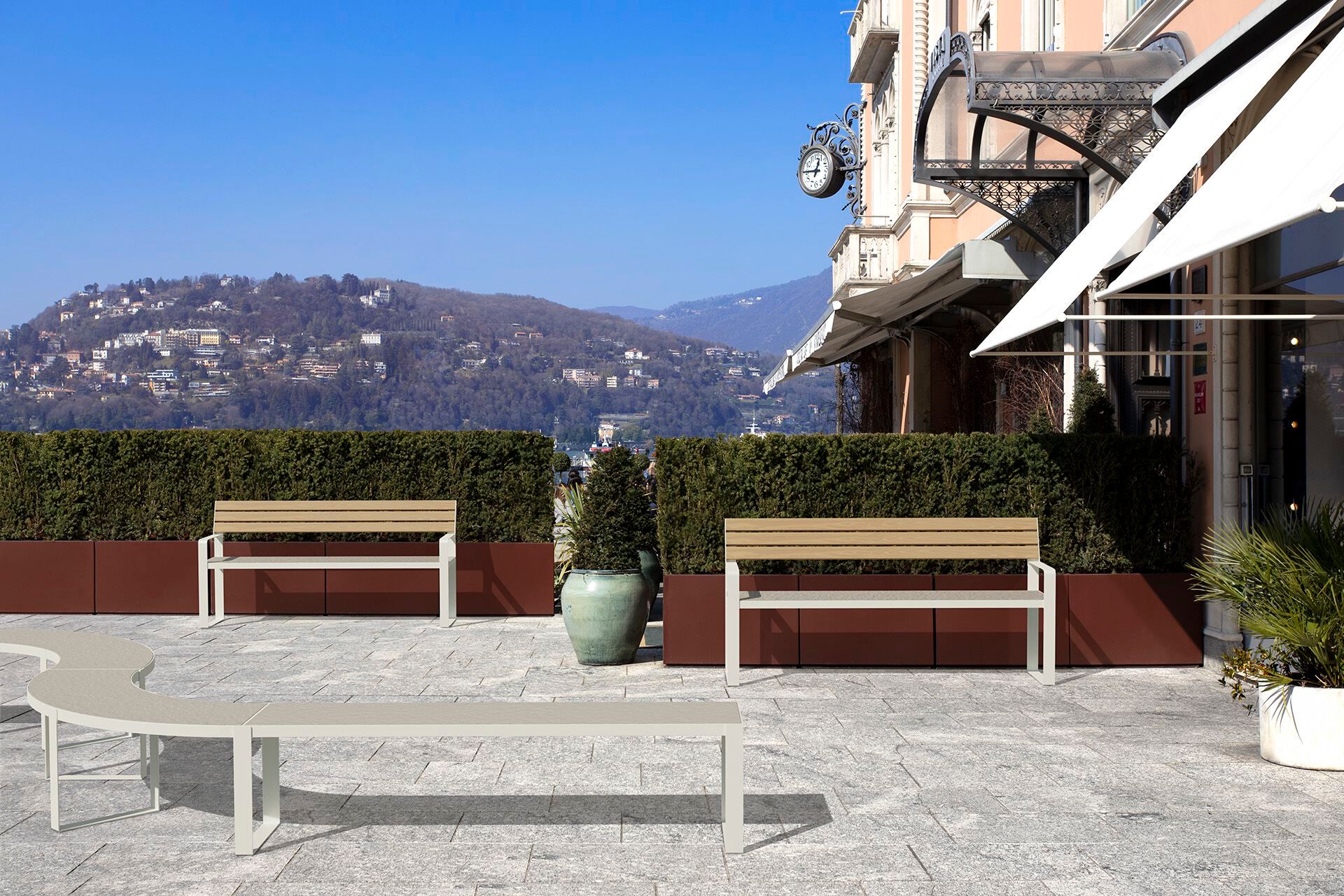 Алюминиевая скамья со спинкой Urbantime Вечнозеленый.040 ARCH-00106014 - Вид №1