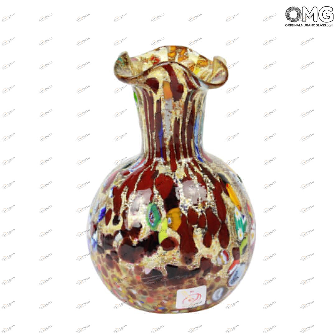 624 ORIGINALMURANOGLASS Ваза - сосуд Murrina marrone - муранское стекло OMG 10 см 