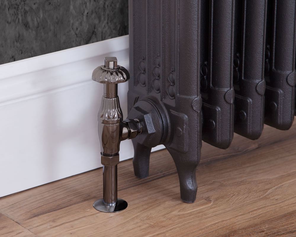 HAN003 Впускной термостатический клапан радиатора Crocus Wheel 15 мм (черный никель) Сarronheating  - Вид №2