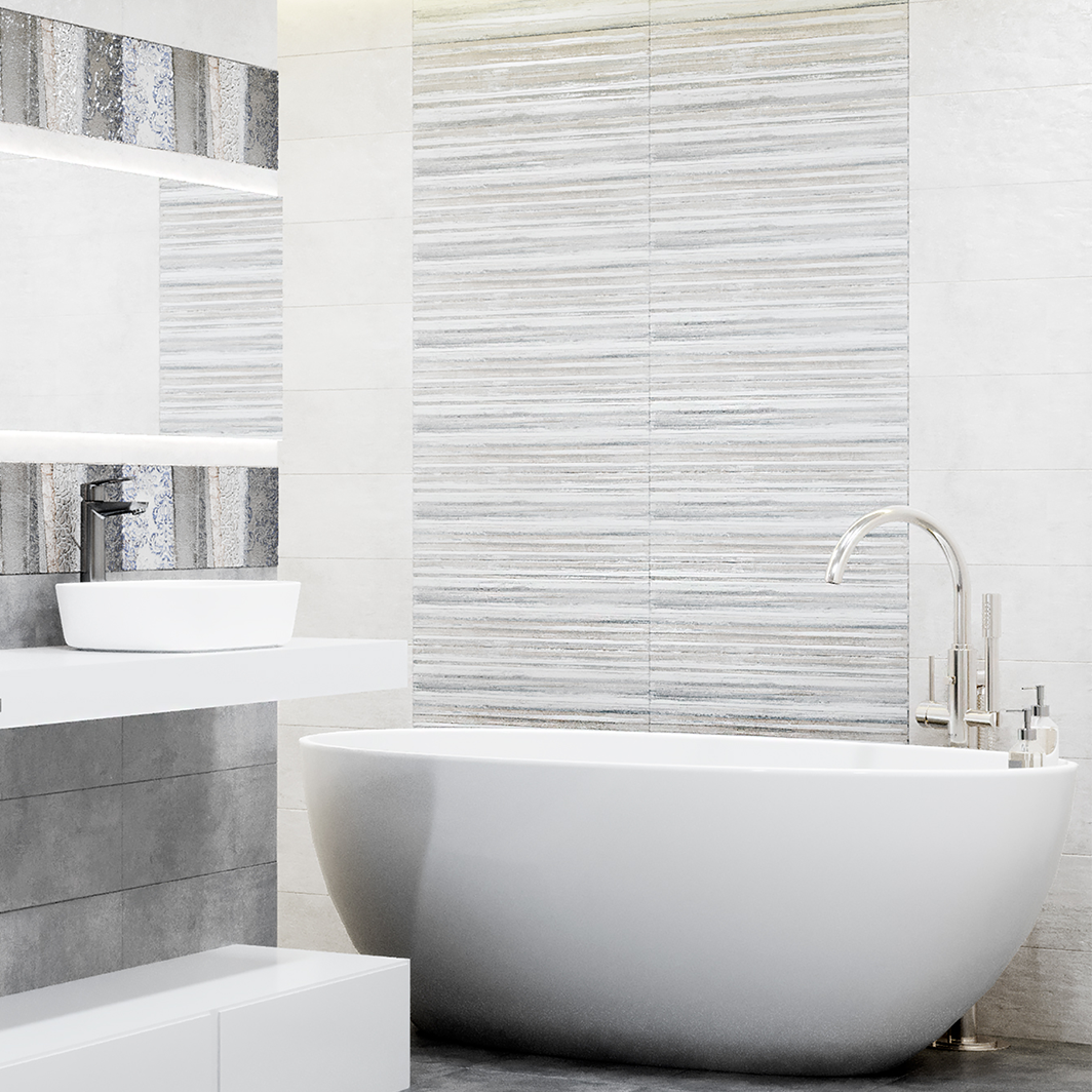 82804056 Настенная плитка Темари 60x20 см 1.2 м² цвет серые полоски STLM-0036191 CULTO