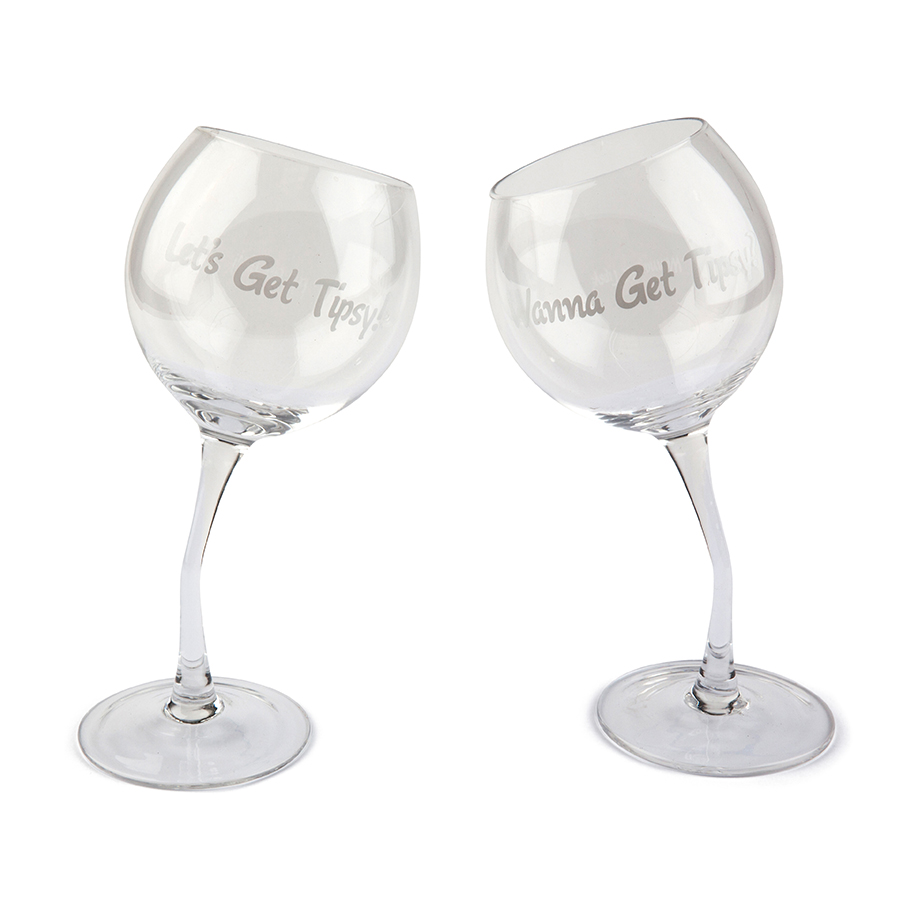 Комплект бокалов tipsy wine glass pair 355 мл BIGMOUTH ДИЗАЙНЕРСКИЕ 00-3862987 Прозрачный  - Вид №1