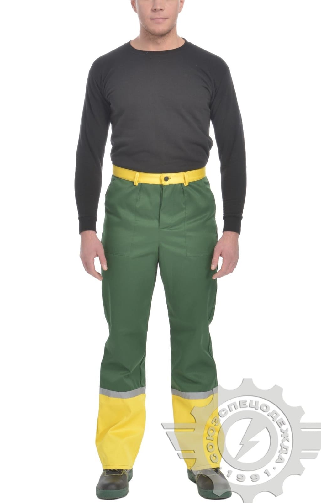 69967 Костюм "Ударник" темно-зеленый-желтый с СВП  Летняя спецодежда  размер 60-62/182-188  - Вид №2