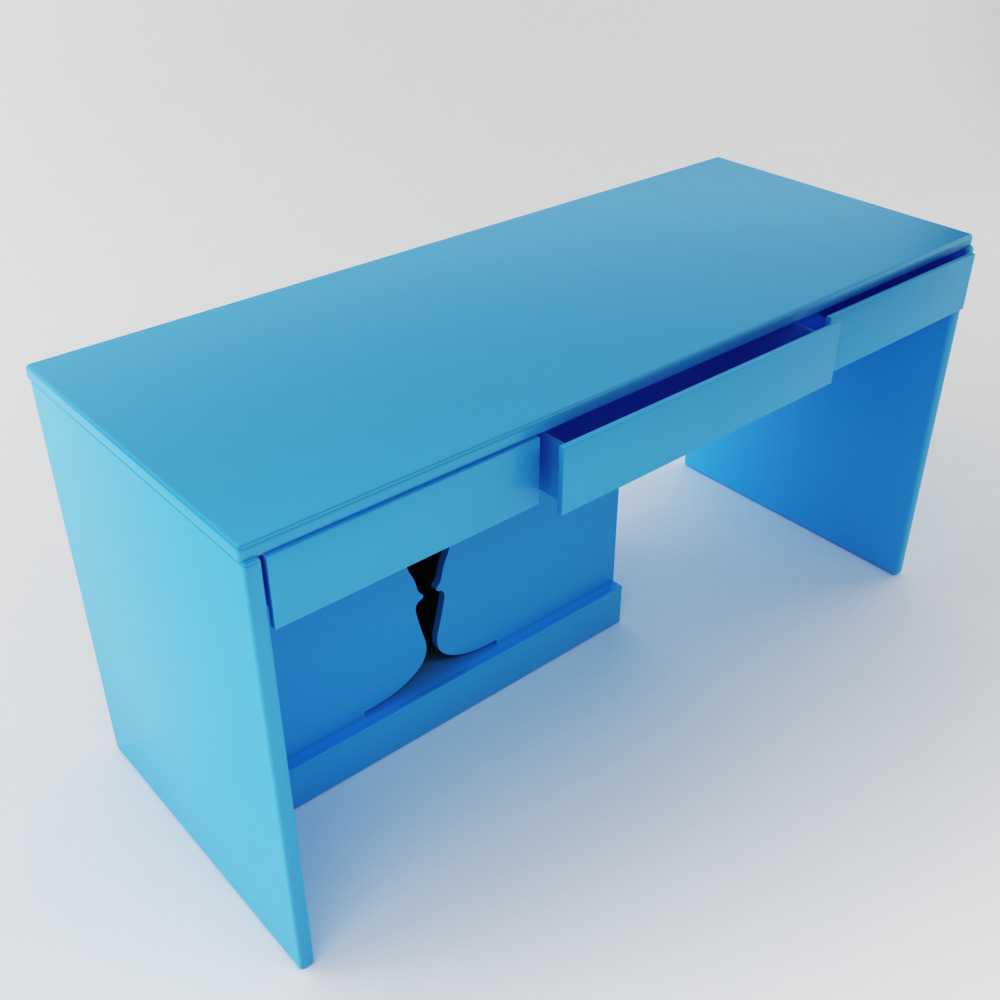 Письменный стол голубой с черным декором "Лампа" от Odingeniy ODINGENIY  178412 Голубой  - Вид №1