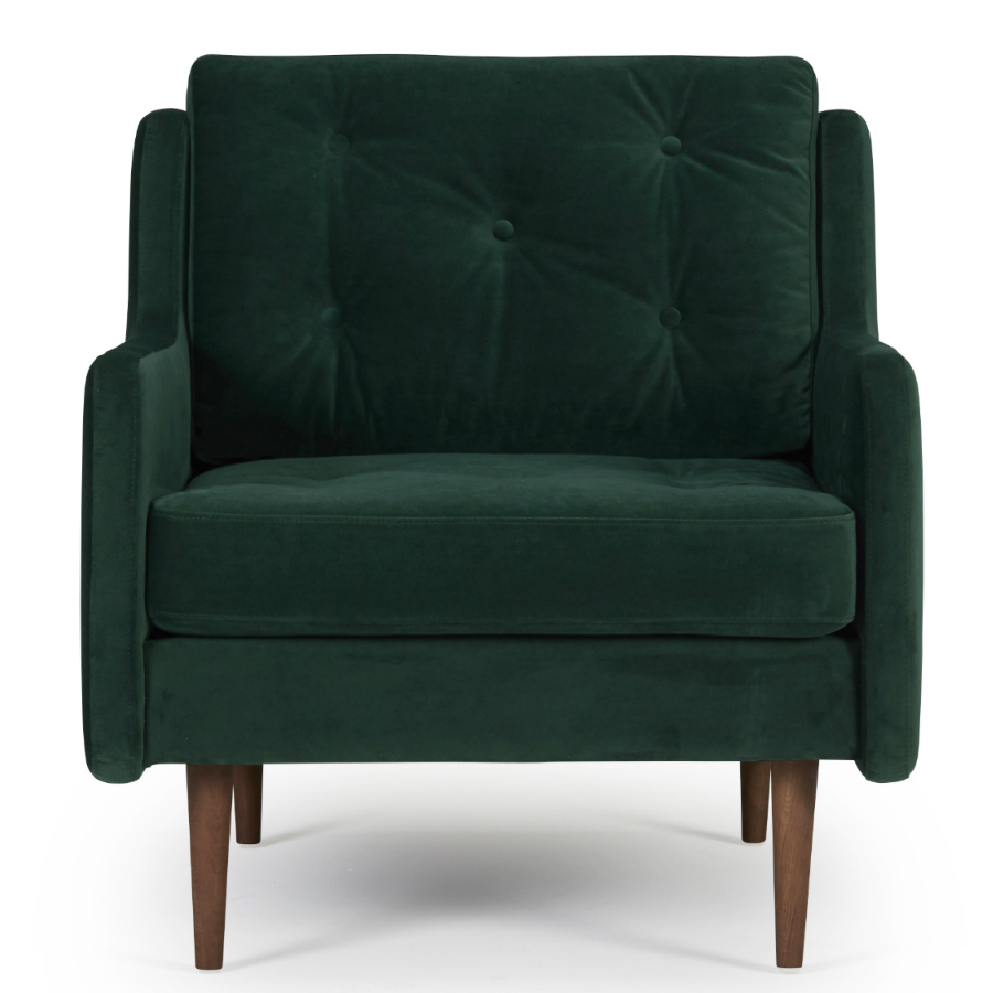Кресло Holme с ножками из дуба/грецкого ореха, темно-зеленое Kragelund 28101208603 - Вид №2