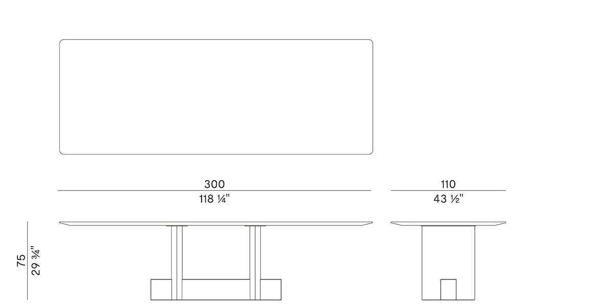 Прямоугольный стол из травертина и ясеня Potocco SYN 956/TR ARCH-00058796 - Вид №5