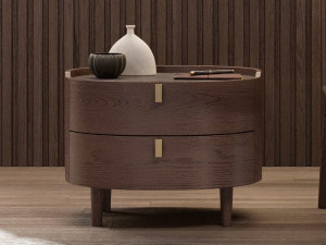 Деревянная овальная тумбочка с ящиками