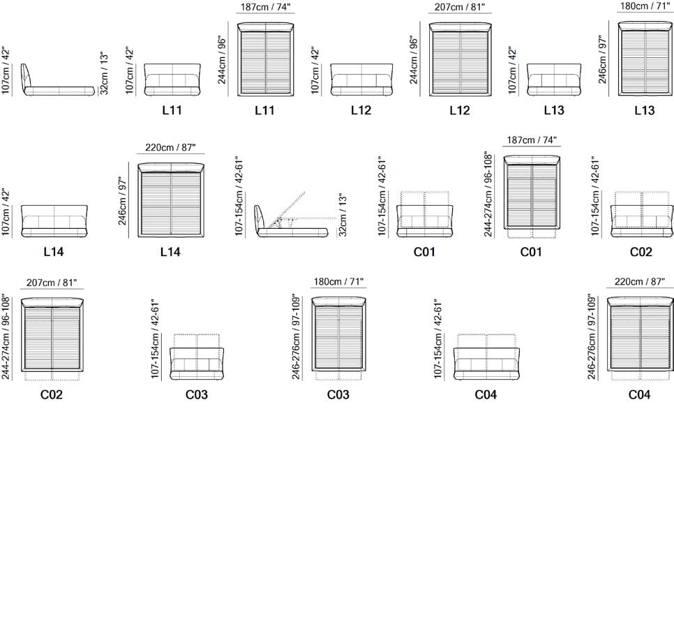 Двуспальная кровать для хранения ткани Natuzzi Italia PINCHA ARCH-00070945 - Вид №3