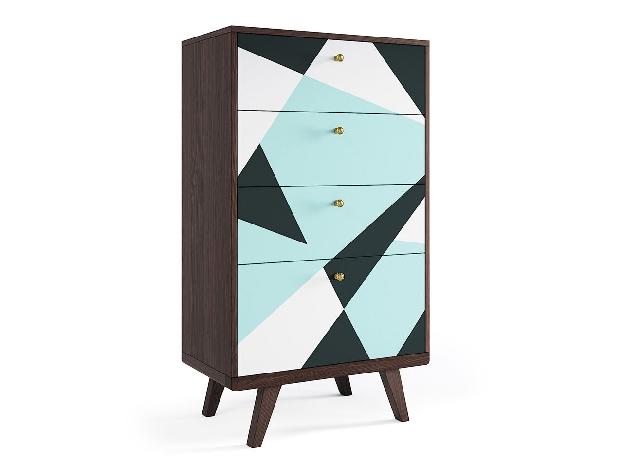 Комод высокий с 4 ящиками и рисунком "Принт 005" THE IDEA КОМОДЫ THIMON 209988 Голубой;разноцветный  - Вид №1
