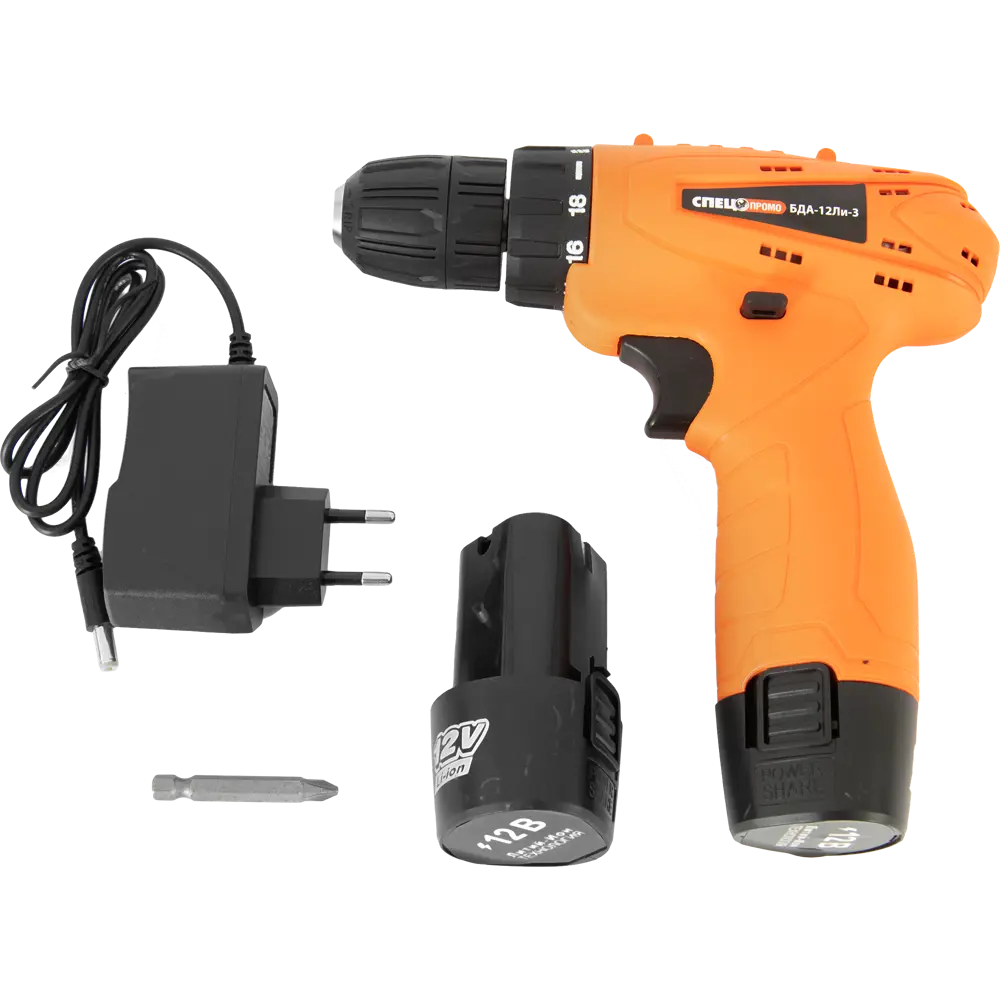 Дрель-шуруповерт аккумуляторная Спец БДА-12Ли-3, 12 В Li-Ion 2x1.3 Ач STLM-2115623 - Вид №4