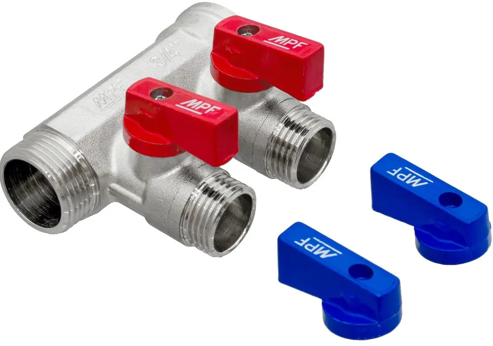 87886410 Коллектор с кранами MPF на 2 выхода 3/4"x1/2" наружная резьба STLM-0810857
