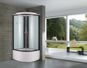 Душевая кабина NG- 6707-14 (800х800х2150) высокий поддон(38см) стекло ПРОЗРАЧНОЕ черные профиля