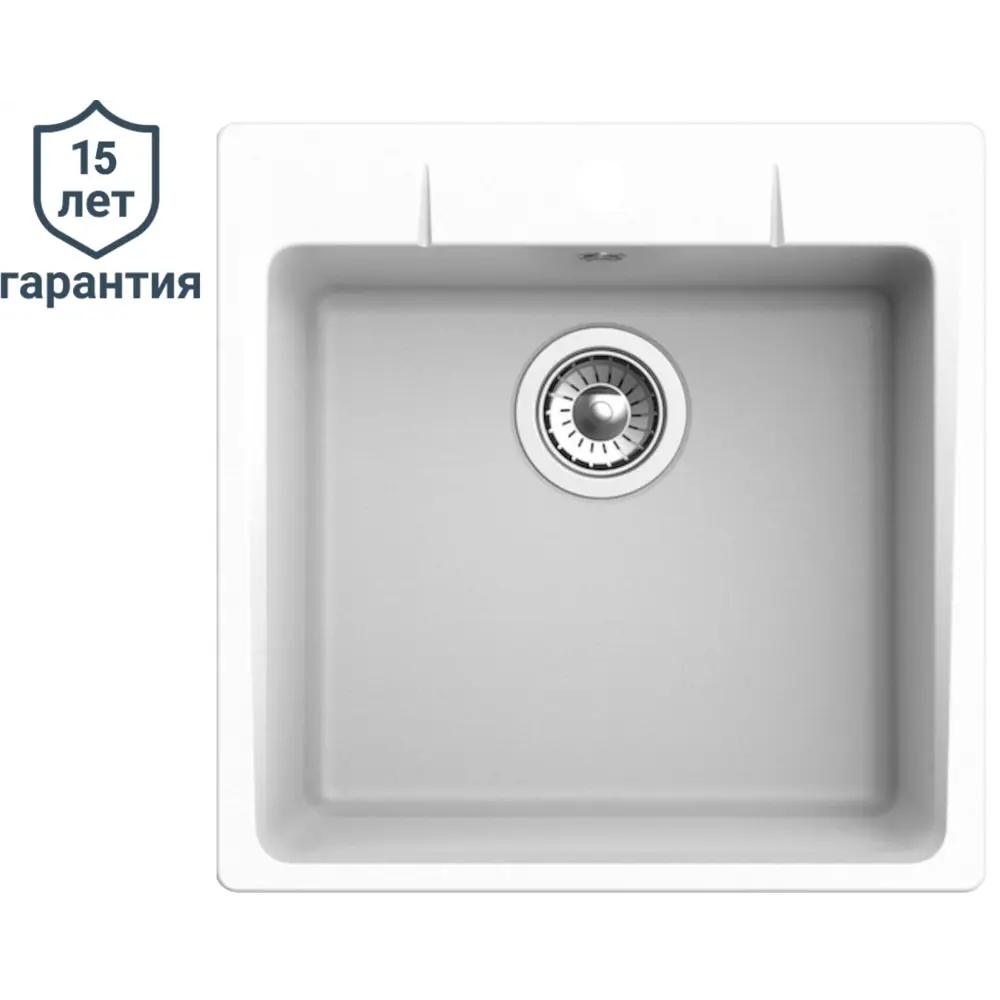 Кухонная мойка Delinia LM1 квадратная белая кварцевая 51×51 см 83577882 Мойка врезная STLM-0042069 - Вид №1