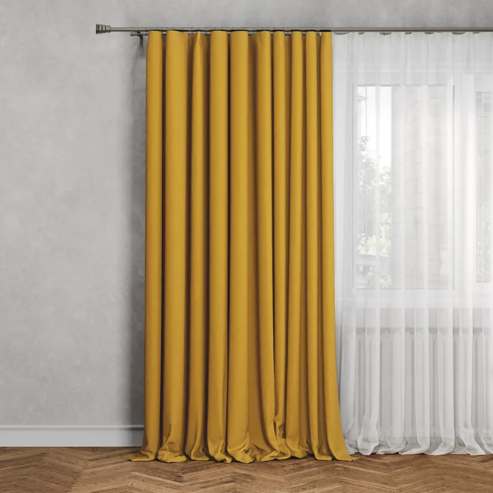 82112780 Штора на ленте Lidia Solemio 140x280 см полиэстер однотонный цвет жёлтый STLM-1543490 INSPIRE 